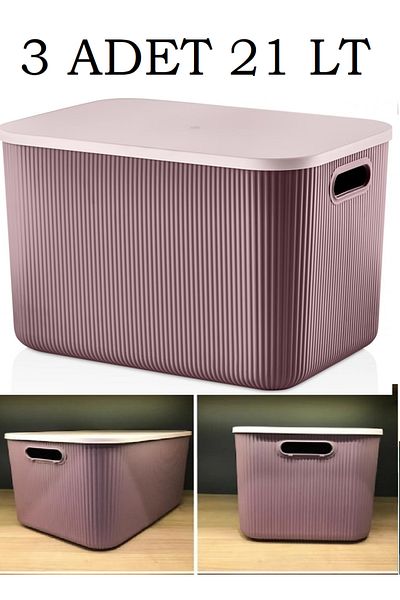 Bayev 3 τεμάχια 21 Lt Storage Purple Closet Organizer Παιχνίδια και καλάθι ρούχων Κουτί αποθήκευσης ρούχων