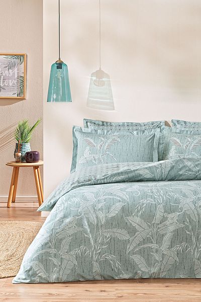 Puffy Venita Double Duvet Cover Set - Ranforce Sage