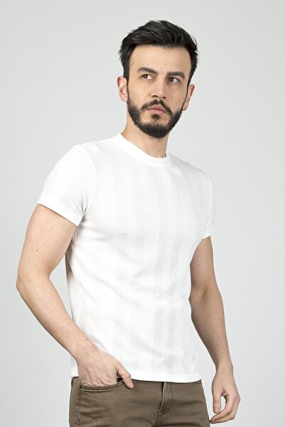 Cazador Ανδρικό μπλουζάκι με λαιμόκοψη 4177 εκρού