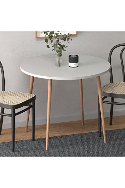 Monte Sehpa Yuvarlak 90×90 Ağaç Ayaklı Masa Mutfak Masası Çalışma Masası Bilgisayar Masası