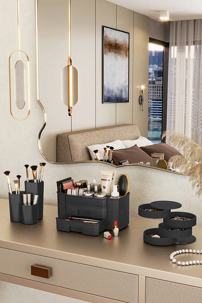 DOVİHOME Cosmetic Makeup Jewelry Organizer Box Set of 3