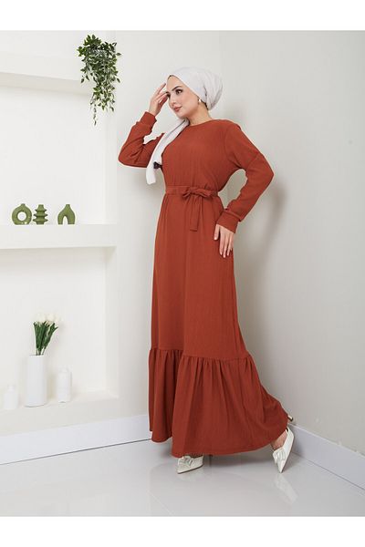 VOLT CLOTHİNG Fustă de damă rochie cu curea cu decolteu rotund