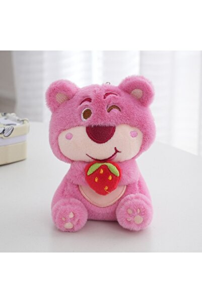 NETAVANTAJ Sevimli Göz Kırpan Çilek Ayı Kolye Peluş Oyuncak Pembe Ayı Anahtarlık