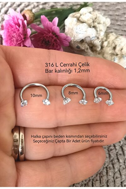 Bylin Zirkon Taşlı Cerrahi Çelik At Nalı / C Piercing - 1 Adet