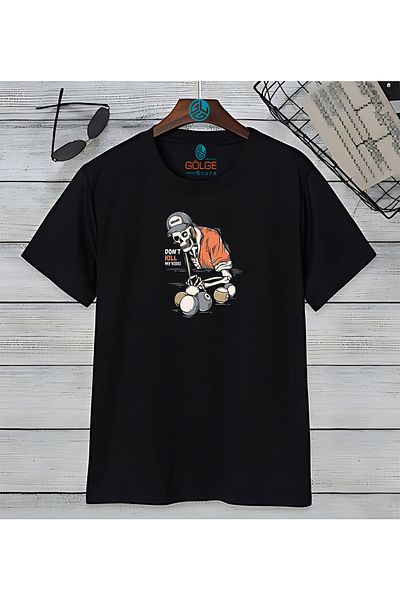Gölge Store Μπιλιάρδο που παίζει σκελετός Μπλουζάκι Unisex με στάμπα στήθους