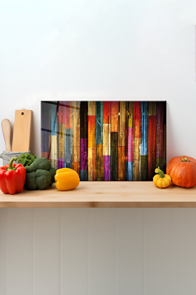 Rosyvien Colored Woods Glass Cutting Board, Silicone Legs, Presentation Cutti...