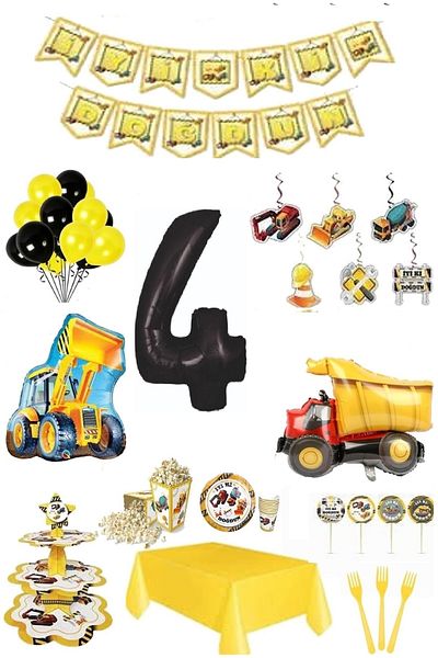 DÜVENCİ TİCARET Ready Birthday Set - Construction Themed