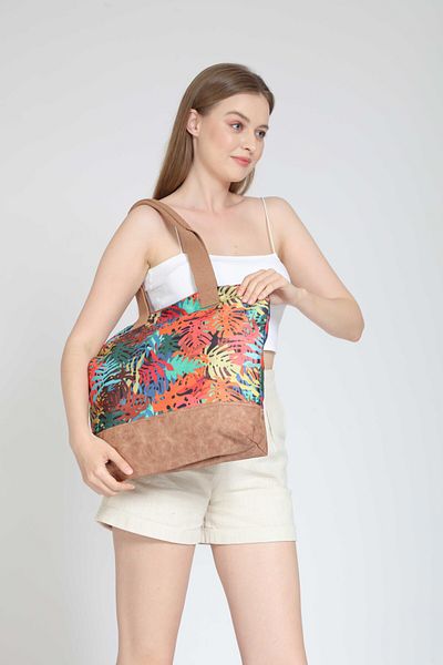 Street Bag Ethnic Bohemian δερμάτινη τσάντα ώμου και χεριού - Τροπικό σχέδιο, για καθημερινή χρήση και παραλία