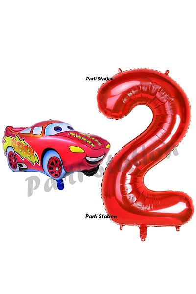 Parti Station Cars Cars Balloon Concept 2 Years Old Balloon Lightning Mcqueen Balloon and Red Number Balloon Birthday Set