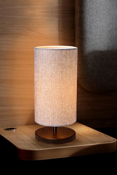 EFLIGHTDESIGN Wooden Lampshade Gray Modern Stylish Bedroom Living Room Table Lamp