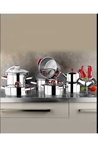 Kütahya Porselen KÜTAHYA CLKSLN18CRBKRMZ 18 PARÇA TENCERE KIRMIZI ÇELİK SET