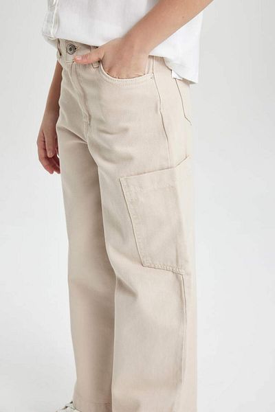 DeFacto C0451a8 Ss Wide Leg Cargo Wide Leg Jean Trousers