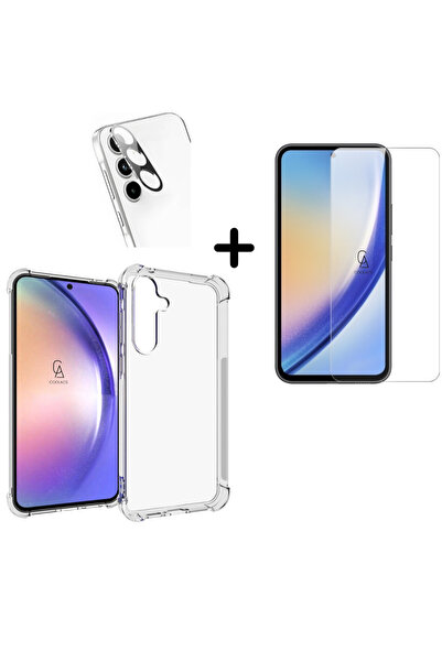 Coolacs Samsung Galaxy A55 5G Uyumlu Kılıf Şeffaf Temperli Kırılmaz Cam Ekran...