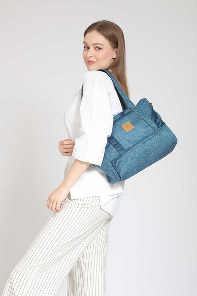 Street Bag Geantă de umăr în stil etnic boem albastru pastel - femei