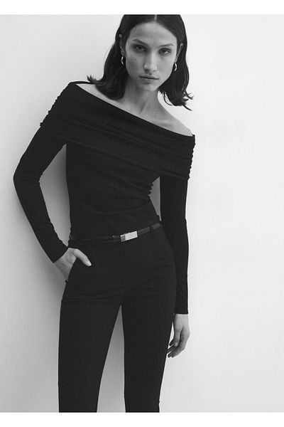 MANGO Woman Knitwear Sweater - Off-the-Shoulder Design