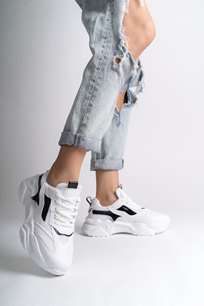 Rainon Store RDSTokyo White Black Leather Laced Orthopedic Sole Women's Sports Shoes