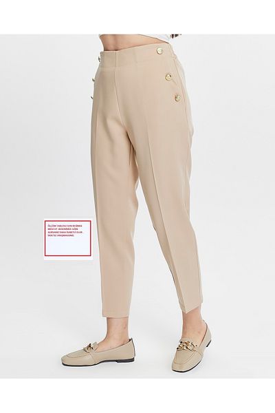 HANIMCA GİYİM Elderly Button Detailed Stylish Trousers - Side Pockets
