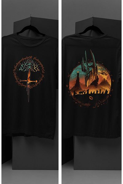 Fuddy Moda Tricou cu imprimeu Stăpânul inelelor pe spate, tricou cu imprimeu unisex Stăpânul inelelor