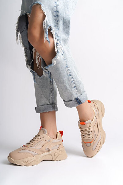 Rainon Store RDSTokyo Tan Orange Leather Laced Orthopedic Sole Women's Sports Shoes