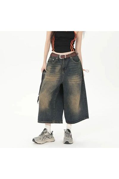 DENOKMODA UNISEX COMFORTABLE FIT WIDE LEG JEANS CAPRY