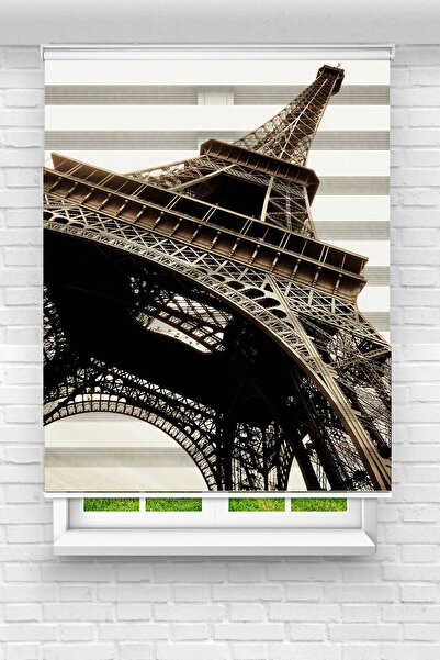 akel collection Genç Odası - Paris Eyfel Kulesi Baskılı Zebra Perde