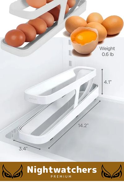 Nightwatchers Deluxe Refrigerator Plastic 2 Tiers Useful Practical Shelf Organizer New Generation Egg Stand 3 Pieces
