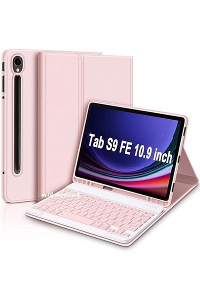 m.tk moveteck حافظة كمبيوتر لوحي متوافقة مع Galaxy Tab S9 Fe/s10 Fe مقاس 10.9 بوصة مزودة بتقنية البلوتوث مع مقصورة قلم ولوحة مفاتيح Q تركية