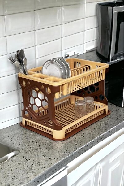 LeesHome Iki Katlı Modüler Kahve Bulaşık Sepeti/bulaşıklık/ Tabaklık