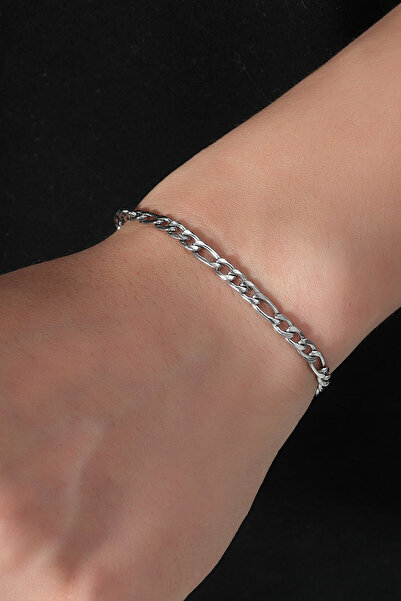 Bluem Men's Anti-Tarnish Gray Figaro Bracelet - Imported Anti-Tarnish Steel M...