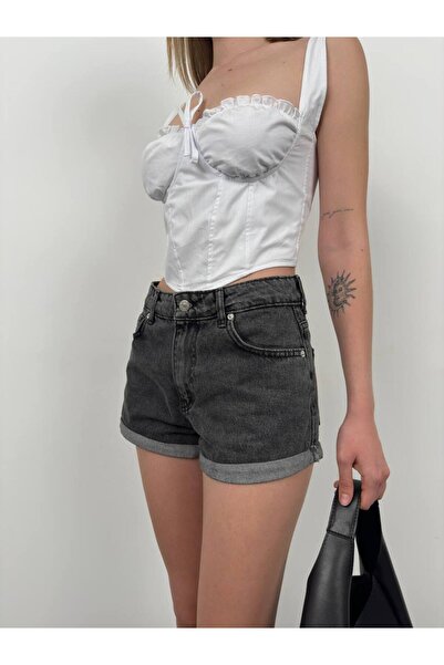 Pubblica Kadın Yüksek Bel Duble Paça Denim Jean Şort