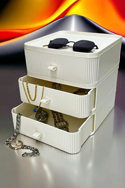 LeesHome Organizator de masă cu sertar cu 3 niveluri