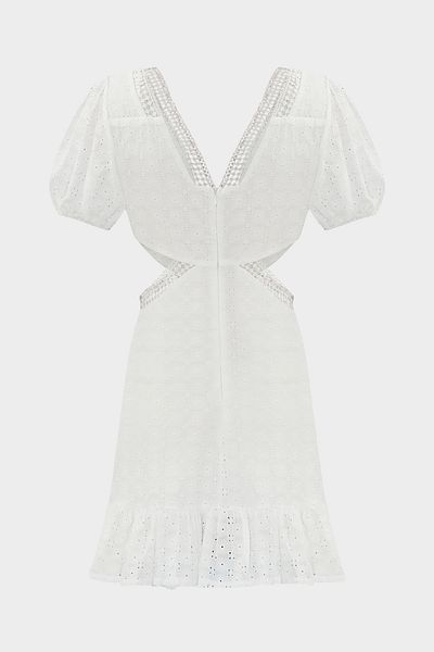 Açelya Okcu Scallop Detailed Cut Out V-Neck Slim Fit Women's Mini Dress