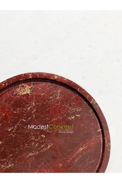 Modestmar صينية دائرية من الرخام الأحمر مقاس 26 سم، روسو أناتوليا