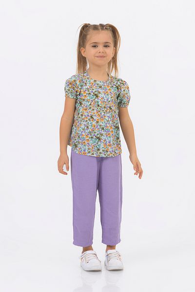 Harika KIDS Girl's Woven Top Linen Trousers Model Bottom-Top Set