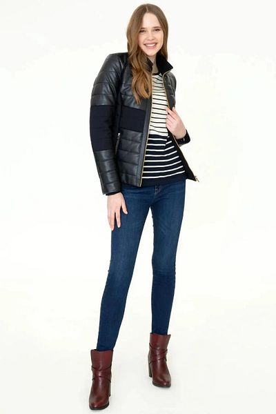 U.S. Polo Assn. US Polo AssnWomen's Navy Blue Leather Coat