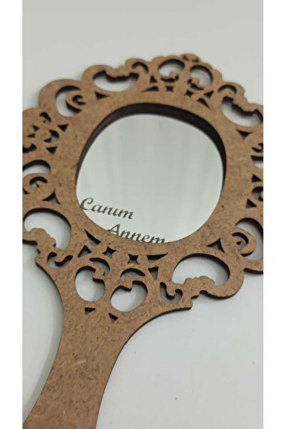 AllFayLazer 5 Adet Canım Annem Yazılı Motif Desenli Ahşap El Aynası Çocuk Etkinlik Boyama Aktivite Boyanabilir