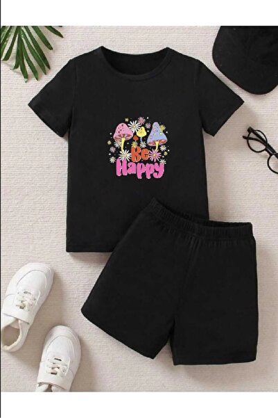 FRİENDS KİDS Set pantaloni scurți și tricou cu imprimeu „Be Happy” pentru băi...