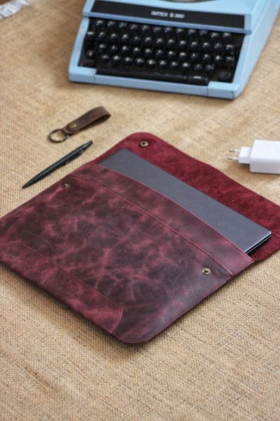 matleather حقيبة كمبيوتر محمول من الجلد الطبيعي مقاس 13-14 بوصة - متوافقة مع حافظة Macbook Ultrabook Matebook