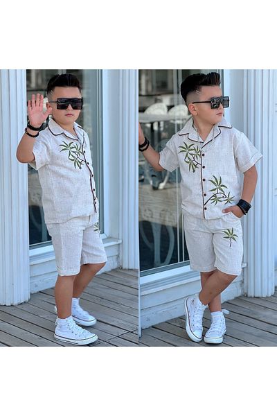 Calisa Boy's Summer Shirt Holiday Shorts Combination Set