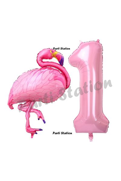 Parti Station Flamingo Balloon 1 Year Old Birthday Balloon Set Flamingo Concept Balloon and Pink Number Balloon Birthday Set