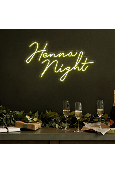 Henna Night Neon Tabela - Led Dekoratif Duvar Aydınlatması - 5mm Şeffaf Pleksi Malzemesi