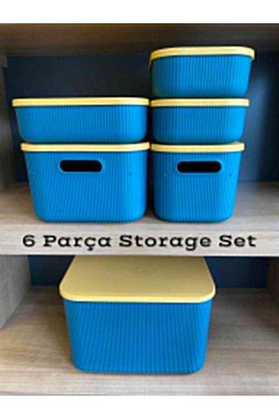 Bayev 6-Piece Storage Green Multi-Purpose Set 5 Size In-Cabinet Organizer with Lid Decorative Storage Box