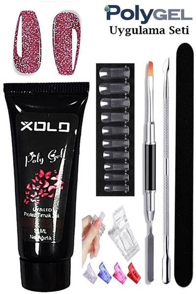 xolo Poligel Kalıcı Oje Uygulama Seti 7 Parça Trend Renkler Oje Polijel Akril...