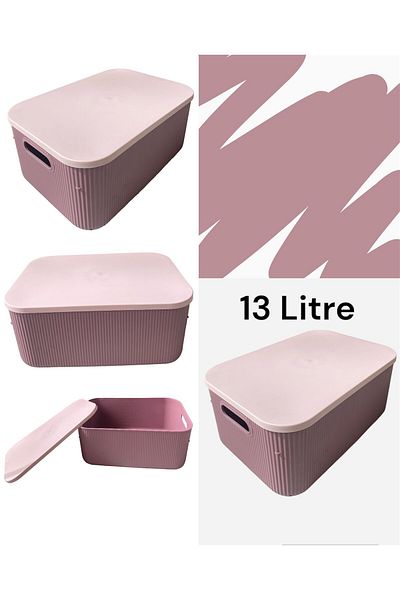 Bayev 1 Piece Storage 13 Lt Purple Multi-Purpose Closet Organizer Box with Lid, Decorative Storage Box