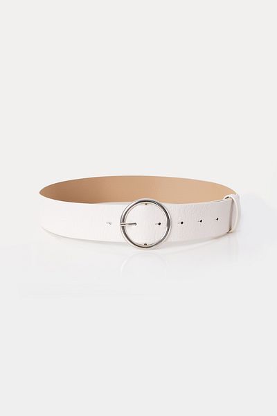Bigdart Curea de damă din piele artificială cu cataramă albă 010124
