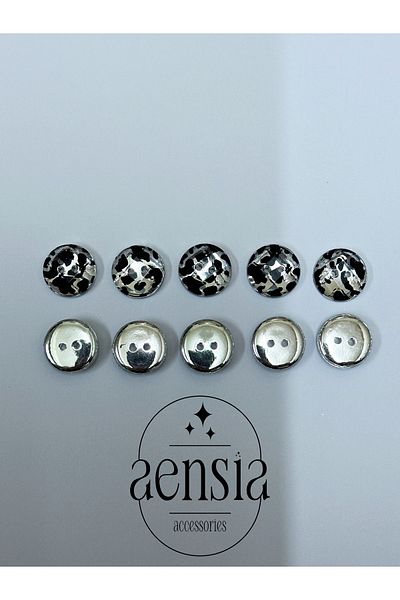 aensia Mirror Cow Pattern Polyester Shirt Button - 1.14 Cm, Two Holes, Pack of 10