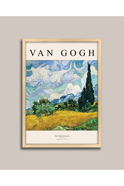 Vetro Design Pictură înrămată de Van Gogh - Cultură de grâu cu copac de cypress
