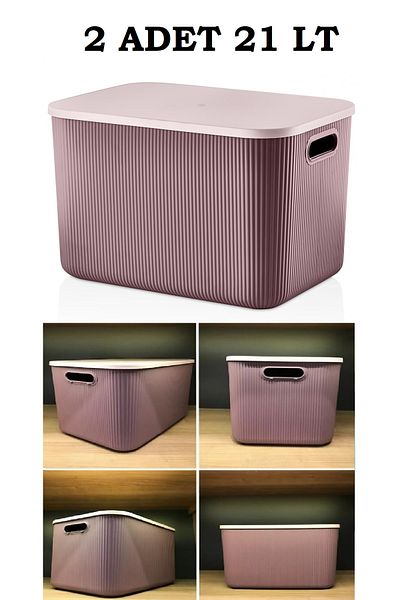 Bayev 2 τεμάχια 21 Lt Storage Μωβ ντουλάπι Organizer Box Κουτί αποθήκευσης παιχνιδιών και καλαθιού πλυντηρίου