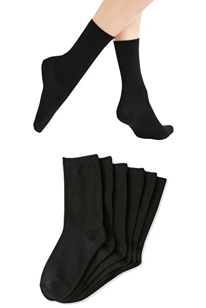 Socks Stations Унисекс черни памучни чорапи, комплект от 6 чифта