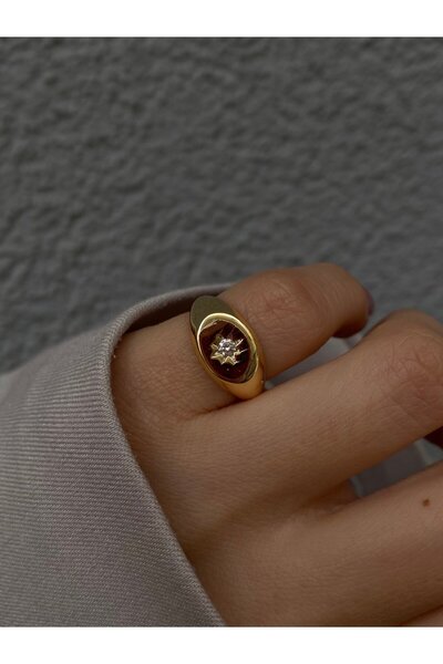 h&b design jewel Gold Oval Serçe Parmak Yüzüğü